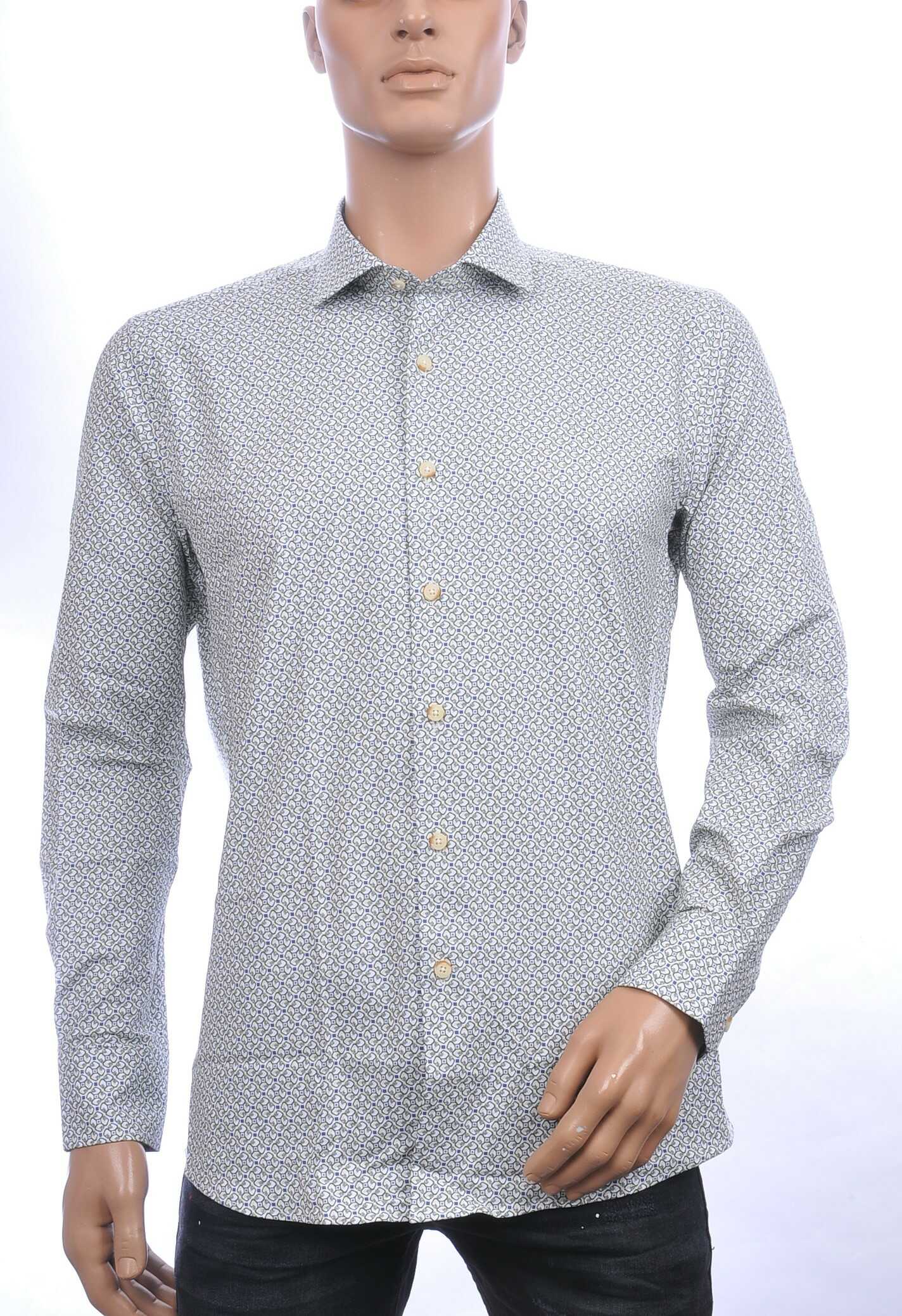 Corrino Italiaans getailleerd slim fit allover dessin heren overhemd Groen