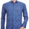 Corrino Italiaanse getailleerd slim fit allover paisley dessin heren overhemd Navy