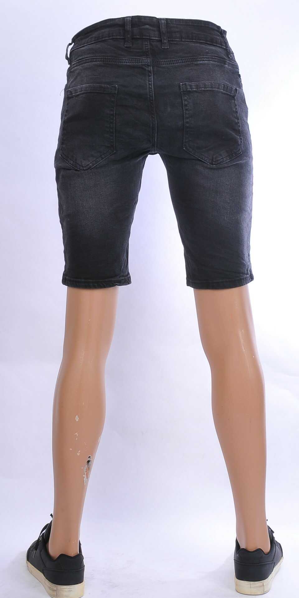 DSC hippie gescheurde slim fit heren korte spijkerbroek met verfvlekjes Zwart