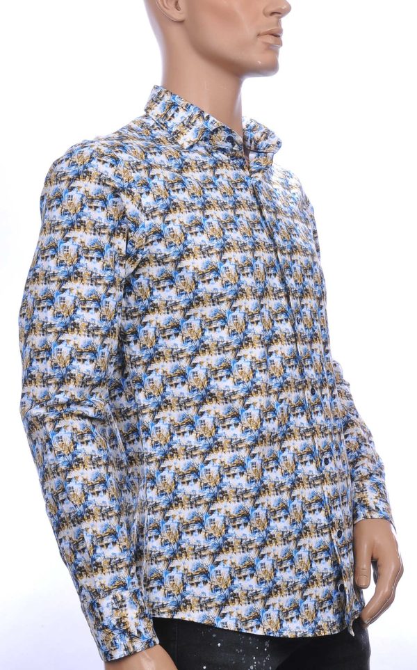 Dom Tower OLYMP State of Art Blue Industry A fish named fred Wolff Blitz Moncler DIOR Philipp Plein PRADA Louis Vuitton GUCCI VERSACE KENZO Dsquared2 Levi's CHASIN G-STAR DOLCE & GABBANA DIESEL PME LEGEND WAM DENIM LACOSTE modern fit allover bomen en huizen dessin heren overhemd Wit