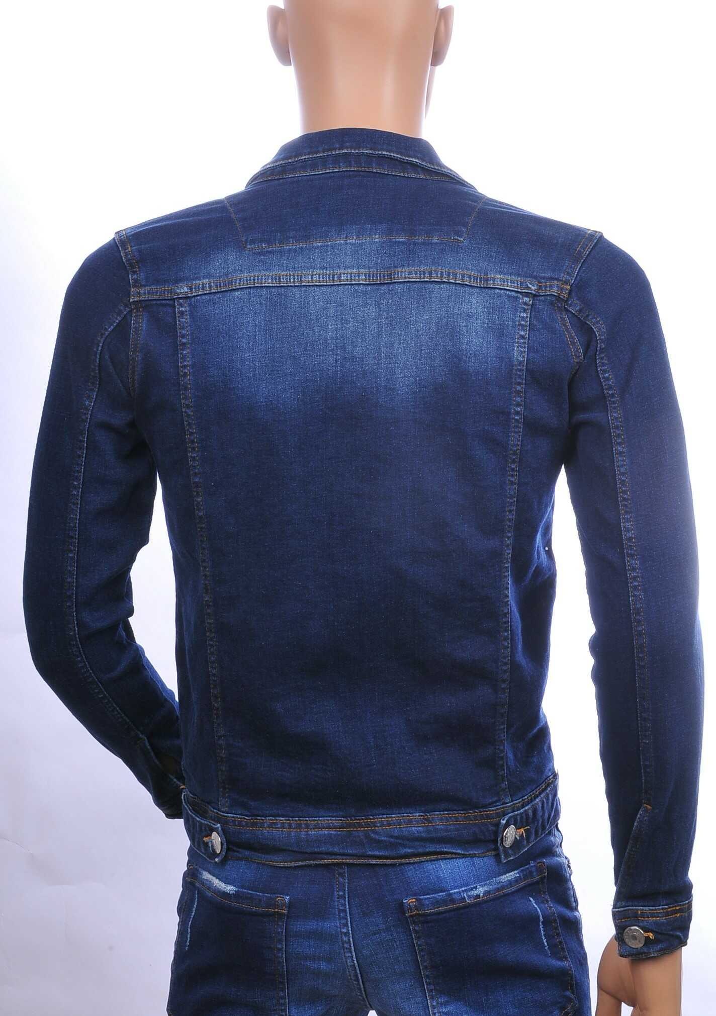 ICON2 hippie gescheurde gewassen slim fit korte spijkerjack met verfvlekjes Blauw