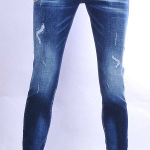 ICON2 hippie gescheurde en gewassen slim fit stretch heren jeans Blauw