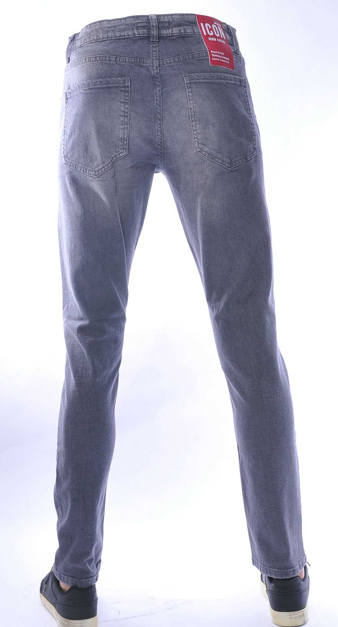 ICON hippie gescheurde slim fit stretch heren jeans met verfspatten Grijs