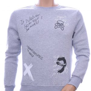 JAYLVIS&ARANCIA Moncler DIOR Philipp Plein PRADA Louis Vuitton GUCCI VERSACE KENZO Dsquared2 Levi's CHASIN G-STAR DOLCE & GABBANA DIESEL PME LEGEND WAM DENIM LACOSTE ronde hals heren sweatshirt met teksten print Grijs
