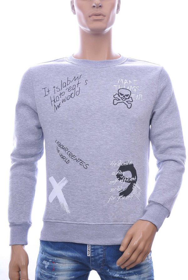 JAYLVIS&ARANCIA Moncler DIOR Philipp Plein PRADA Louis Vuitton GUCCI VERSACE KENZO Dsquared2 Levi's CHASIN G-STAR DOLCE & GABBANA DIESEL PME LEGEND WAM DENIM LACOSTE ronde hals heren sweatshirt met teksten print Grijs