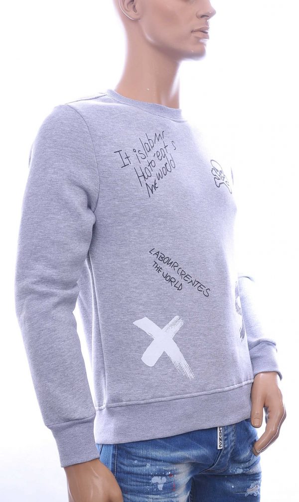 JAYLVIS&ARANCIA Moncler DIOR Philipp Plein PRADA Louis Vuitton GUCCI VERSACE KENZO Dsquared2 Levi's CHASIN G-STAR DOLCE & GABBANA DIESEL PME LEGEND WAM DENIM LACOSTE ronde hals heren sweatshirt met teksten print Grijs