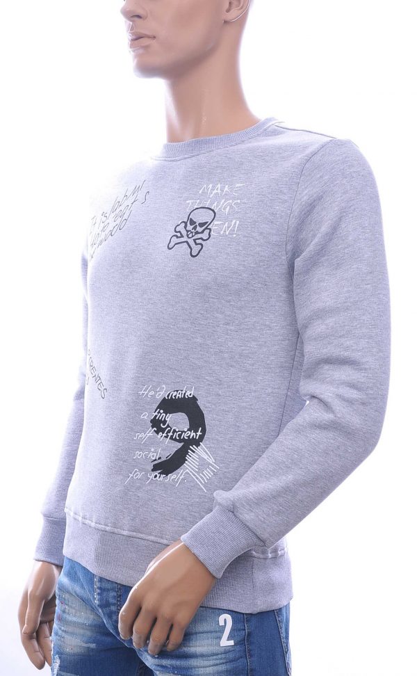 JAYLVIS&ARANCIA Moncler DIOR Philipp Plein PRADA Louis Vuitton GUCCI VERSACE KENZO Dsquared2 Levi's CHASIN G-STAR DOLCE & GABBANA DIESEL PME LEGEND WAM DENIM LACOSTE ronde hals heren sweatshirt met teksten print Grijs