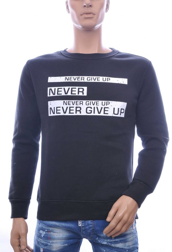 JAYLVIS&ARANCIA Moncler DIOR Philipp Plein PRADA Louis Vuitton GUCCI VERSACE KENZO Dsquared2 Levi's CHASIN G-STAR DOLCE & GABBANA DIESEL PME LEGEND WAM DENIM LACOSTE ronde hals heren sweatshirt met teksten NEVER GIVE UP print Zwart