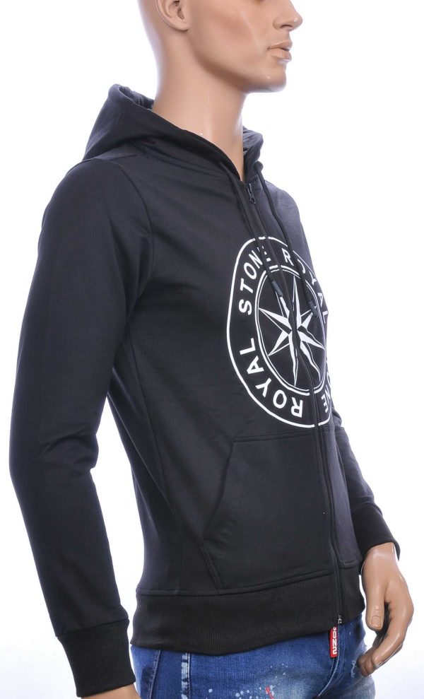 JAYLVIS&ARANCIA STONE ROYAL print heren sweatvest met capuchon Zwart