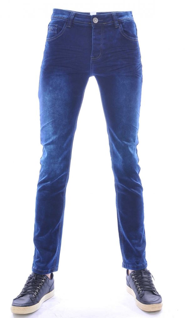 Jaylvis Moncler DIOR Philipp Plein PRADA Louis Vuitton GUCCI VERSACE KENZO Dsquared2 Levi's CHASIN G-STAR DOLCE & GABBANA DIESEL PME LEGEND WAM DENIM LACOSTE trendy slim fit heren stretch jeans met contrast kleur stiksels Blauw