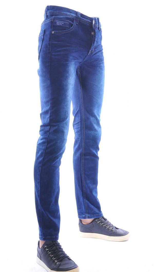 Jaylvis Moncler DIOR Philipp Plein PRADA Louis Vuitton GUCCI VERSACE KENZO Dsquared2 Levi's CHASIN G-STAR DOLCE & GABBANA DIESEL PME LEGEND WAM DENIM LACOSTE trendy slim fit heren stretch jeans met contrast kleur stiksels Blauw