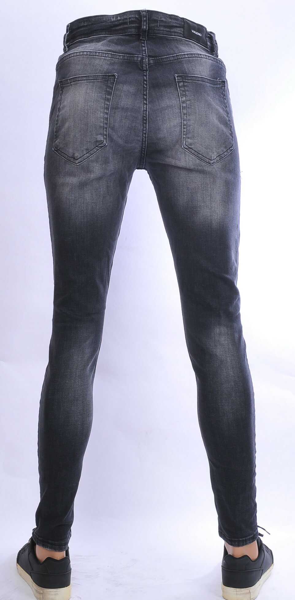 VALENCI hippie gescheurde slim fit stretch heren jeans met verfspatten Zwart
