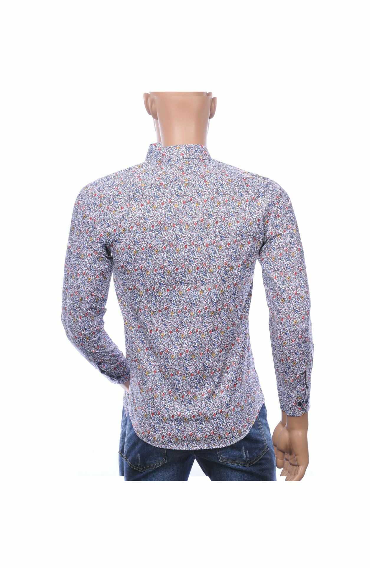 BIBLOS UOMO Slim Fit Allover Bloemen Dessin Heren Overhemd – Beige