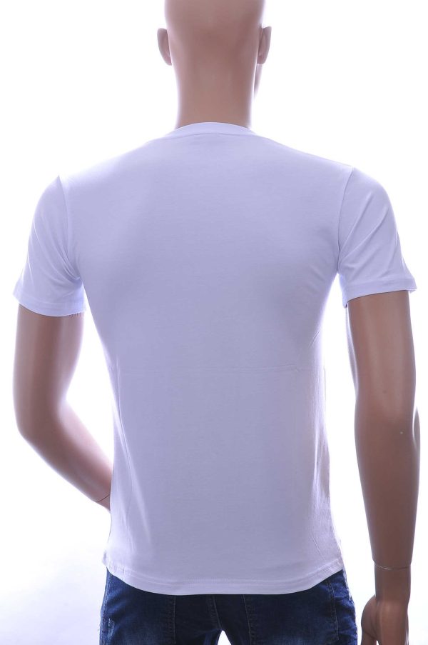 By Bugotti Trendy Ronde Hals Heren Skull T-Shirt met Zilveren Steentjes - Wit