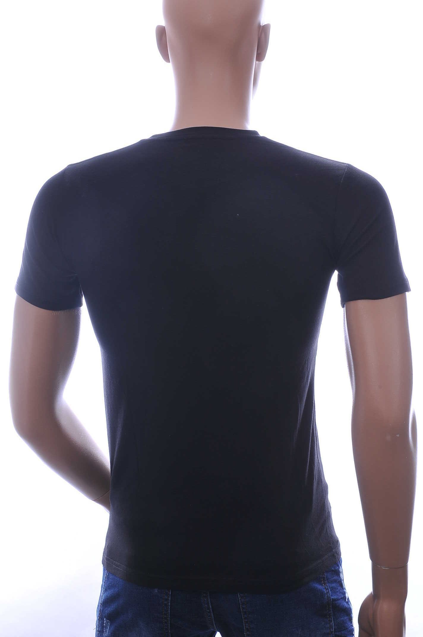 By Bugotti Trendy Ronde Hals Heren Skull T-Shirt met Zilveren Steentjes - Zwart
