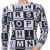 CI-BORG Trendy Slim Fit Ronde Hals Heren Trui met Allover Letters Dessin - Grijs