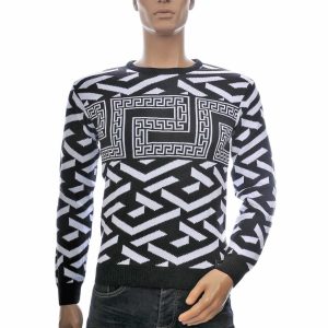 Club Ju heren trui, Heren trui navy, Dunne heren trui, Allover design heren trui, Ronde hals trui heren, Fijn gebreide heren trui, Trendy heren knitwear, Streetwear heren trui, Moderne heren sweater, Katoen acryl trui heren, online trui kopen, trui kopen in Nijmegen, Goedkoop heren trui kopen