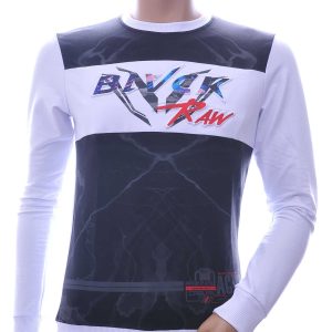 CLUB JU BLACK RAW ronde hals heren Shirt met 3D letters Wit