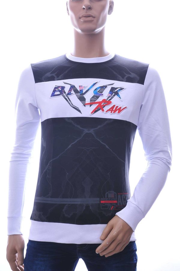 CLUB JU BLACK RAW ronde hals heren Shirt met 3D letters Wit
