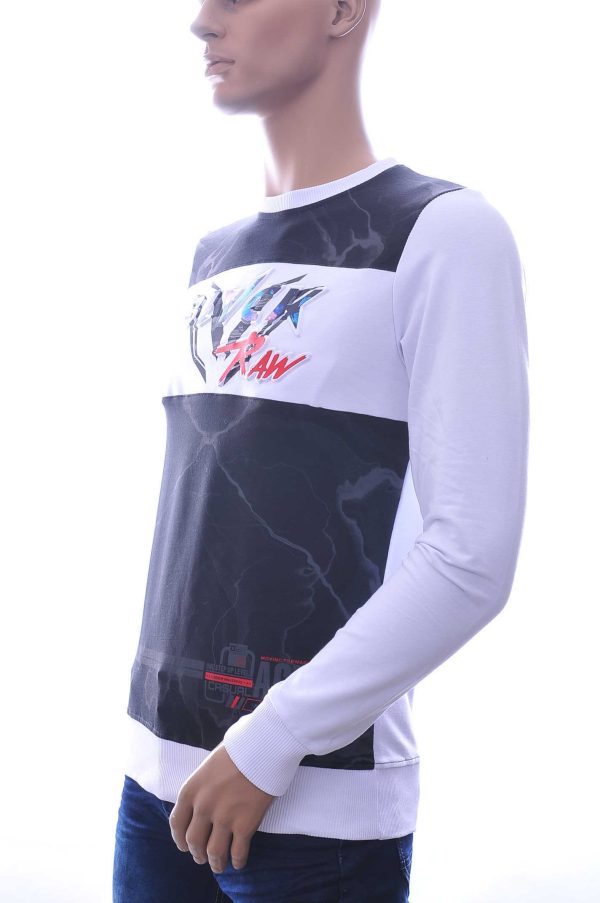 CLUB JU BLACK RAW ronde hals heren Shirt met 3D letters Wit