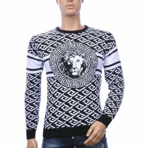 Club Ju heren trui, heren trui met leeuwenkop, heren pullover ronde hals, navy heren trui, slim fit heren trui, streetwear heren trui, gebreide heren trui, heren trui met dessin, luxe heren trui, urban fashion heren, heren winter trui, moderne heren pullover, jacquard heren trui, online trui kopen, trui kopen in Nijmegen, Goedkoop heren trui kopen