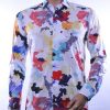Corrino Italiaanse getailleerd slim fit allover modern kunst dessin heren overhemd Wit