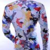 Corrino Italiaanse getailleerd slim fit allover modern kunst dessin heren overhemd Wit