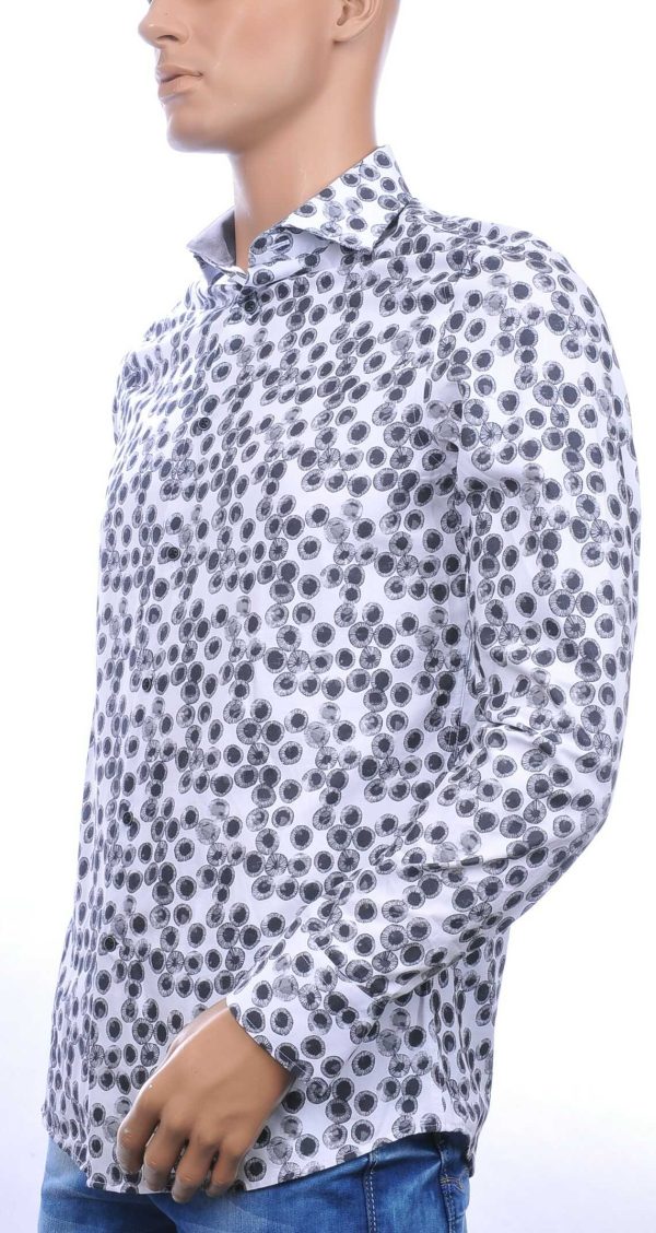 FORTUNATO trendy allover plakjes kiwi dessin Italiaanse overhemd Khaki