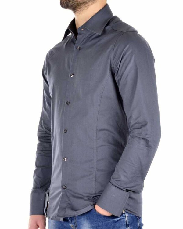 Red Bridge getailleerd slim fit stretch effen heren overhemd Antraciet