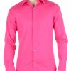 Red Bridge getailleerd slim fit stretch effen heren overhemd Fuchsia
