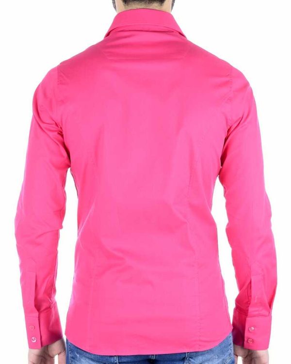 Red Bridge getailleerd slim fit stretch effen heren overhemd Fuchsia