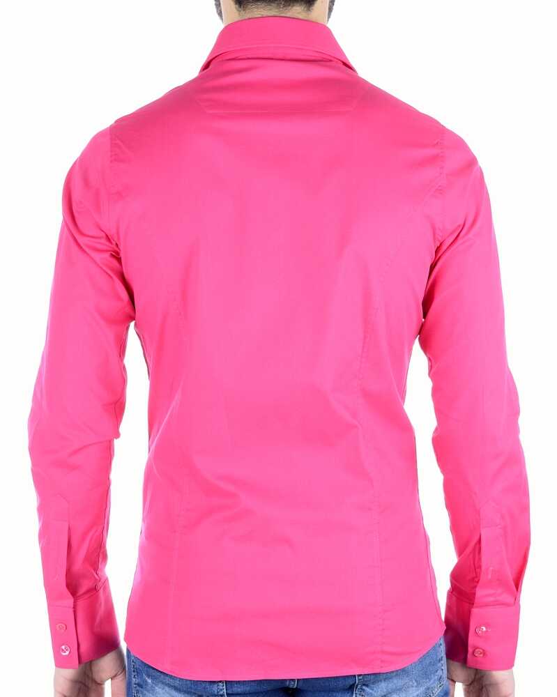 Red Bridge getailleerd slim fit stretch effen heren overhemd Fuchsia