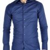 Red Bridge getailleerd slim fit stretch effen heren overhemd Navy