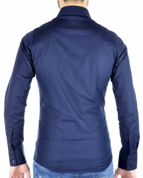 Red Bridge getailleerd slim fit stretch effen heren overhemd Navy