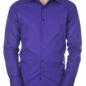 Red Bridge getailleerd slim fit stretch effen heren overhemd Paars