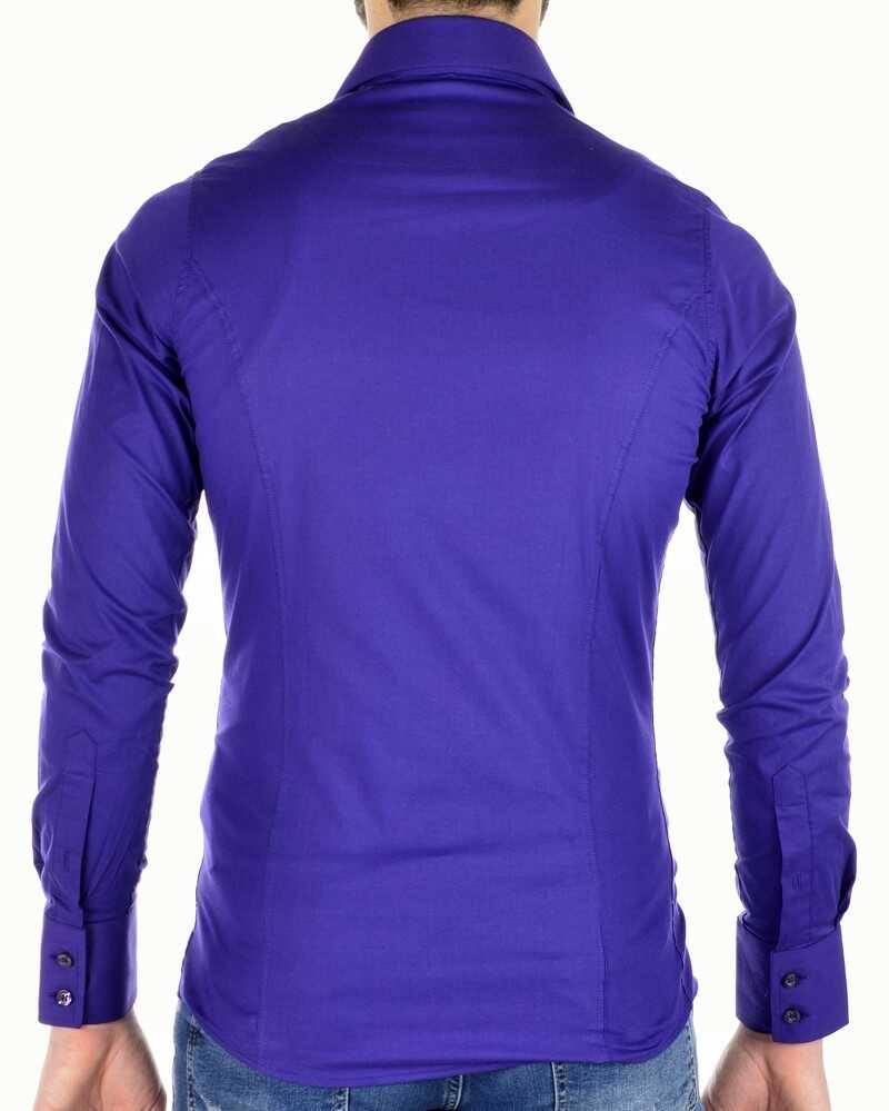 Red Bridge getailleerd slim fit stretch effen heren overhemd Paars