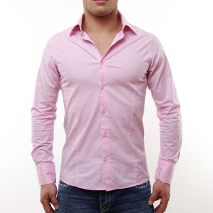 Red Bridge getailleerd slim fit stretch effen heren overhemd Roze