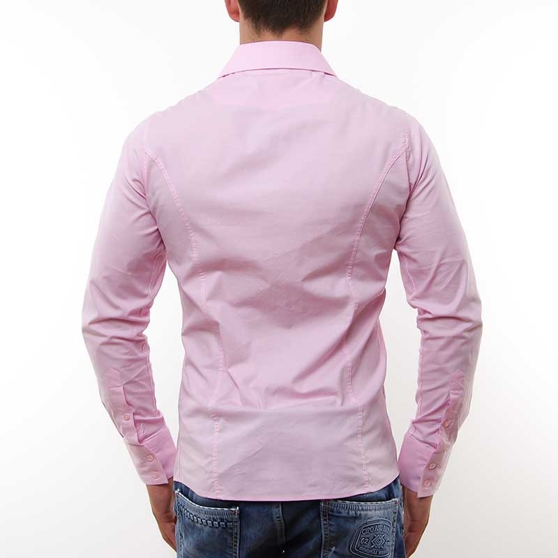 Red Bridge getailleerd slim fit stretch effen heren overhemd Roze