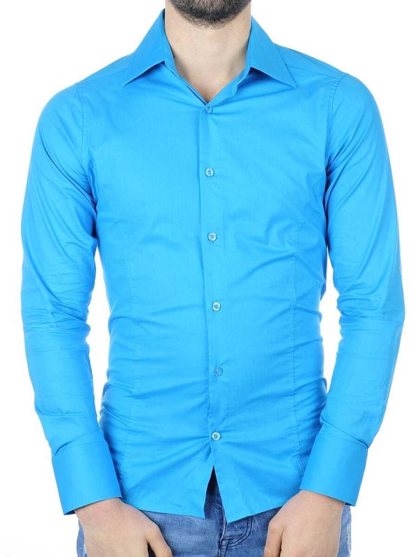 Red Bridge getailleerd slim fit stretch effen heren overhemd Turquoise