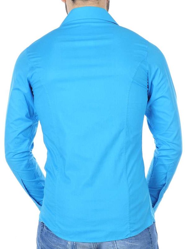 Red Bridge getailleerd slim fit stretch effen heren overhemd Turquoise