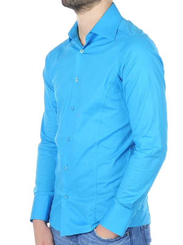 Red Bridge getailleerd slim fit stretch effen heren overhemd Turquoise
