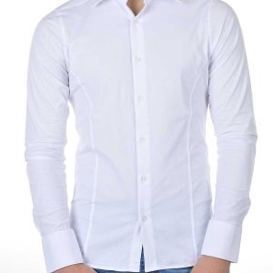 Red Bridge getailleerd slim fit stretch effen heren overhemd Wit