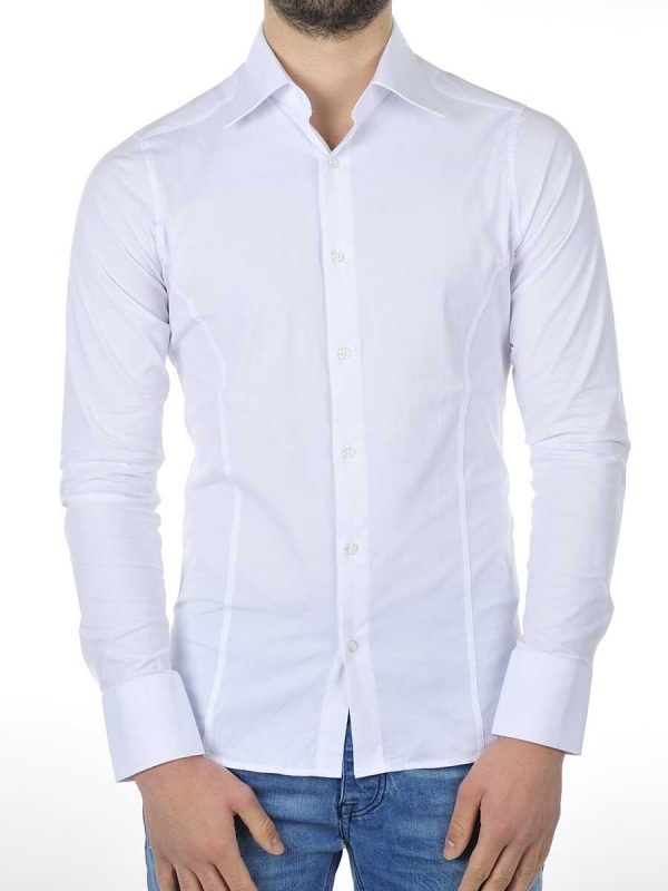 Red Bridge getailleerd slim fit stretch effen heren overhemd Wit