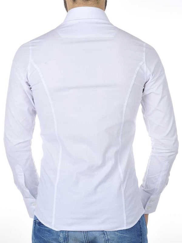 Red Bridge getailleerd slim fit stretch effen heren overhemd Wit