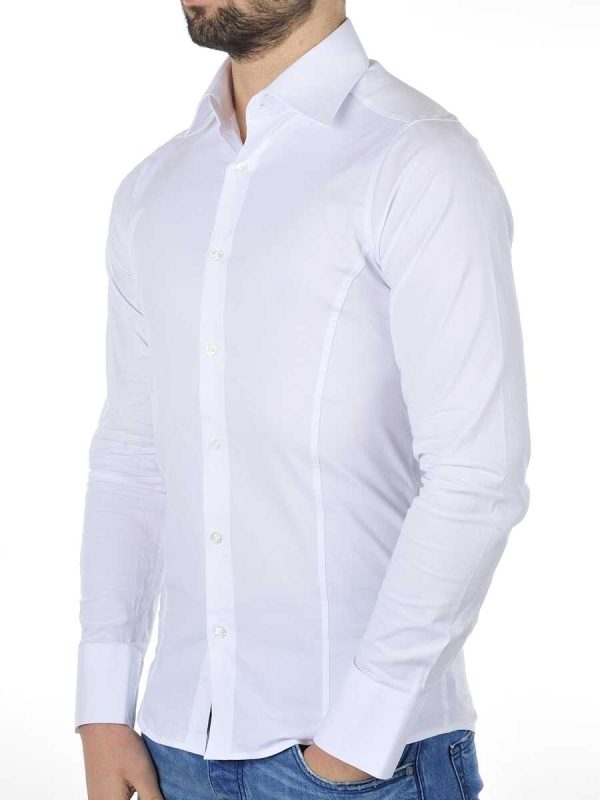 Red Bridge getailleerd slim fit stretch effen heren overhemd Wit