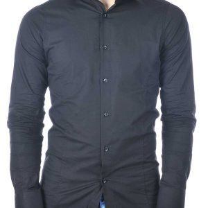 Red Bridge getailleerd slim fit stretch effen heren overhemd Zwart