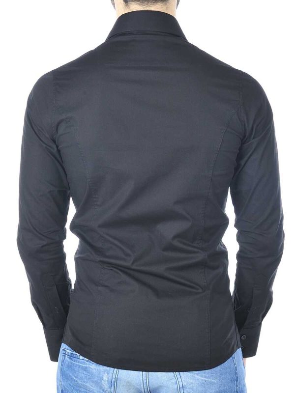 Red Bridge getailleerd slim fit stretch effen heren overhemd Zwart