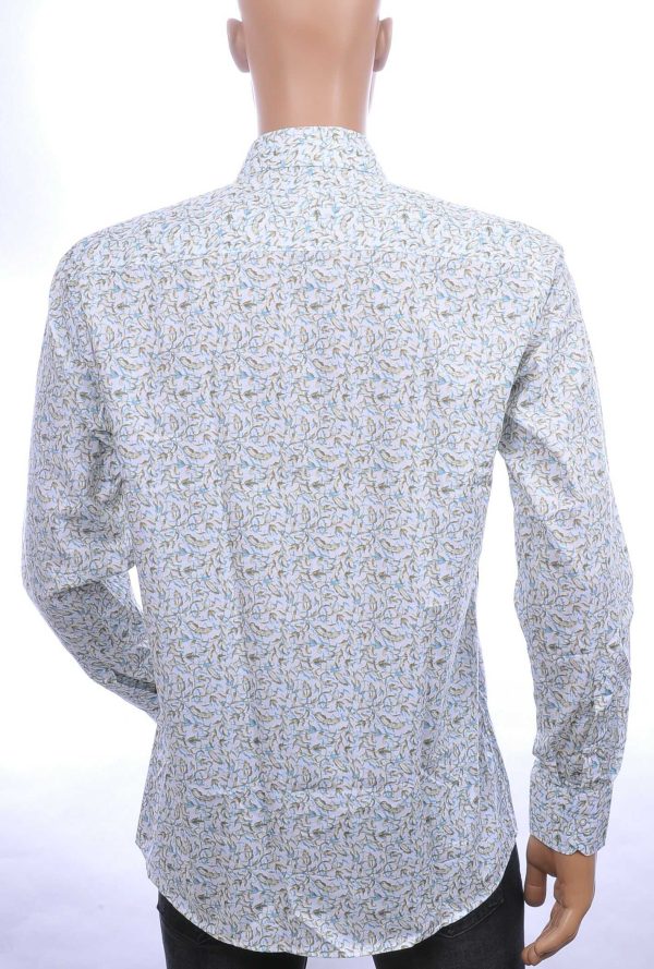 Corrino Italiaans getailleerd slim fit allover bladeren dessin heren overhemd Groen