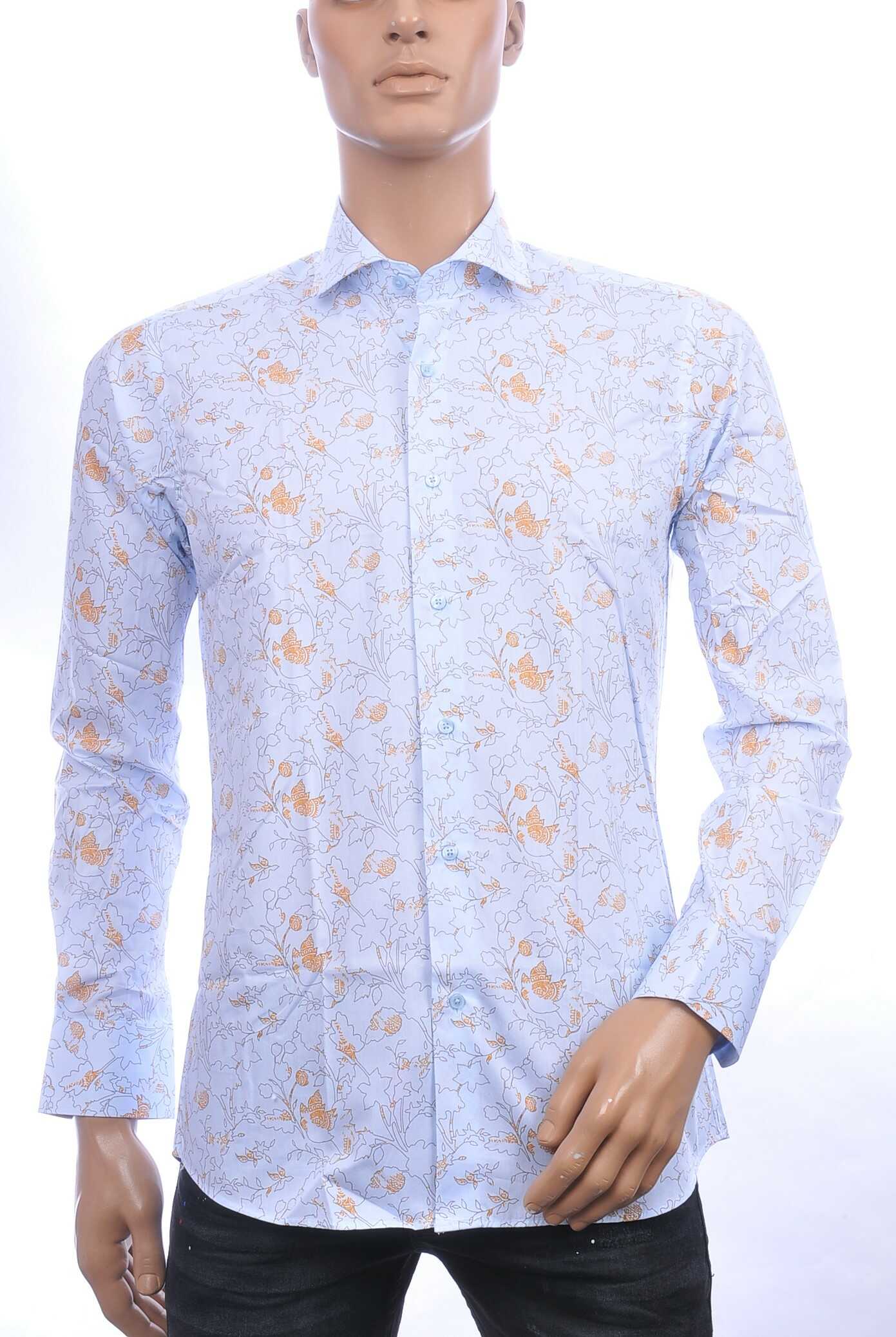 Corrino Italiaans getailleerd slim fit allover bloemen dessin heren overhemd Beige