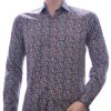 Corrino modern fit allover bloemen dessin heren overhemd Zwart
